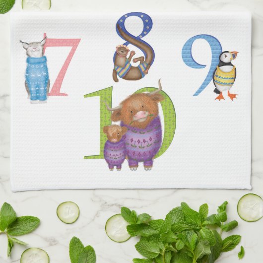 10 Schotse dieren keuken theedoek (Gevouwen)