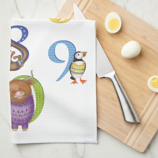 10 Schotse dieren keuken theedoek (Quarter Fold)