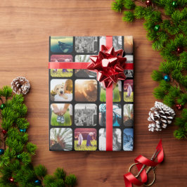 10 Square Photo Grid Sjabloon Rond zwart Lijst Cadeaupapier