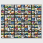 10 Square Photo Grid Sjabloon Rond zwart Lijst Cadeaupapier (Vlak)