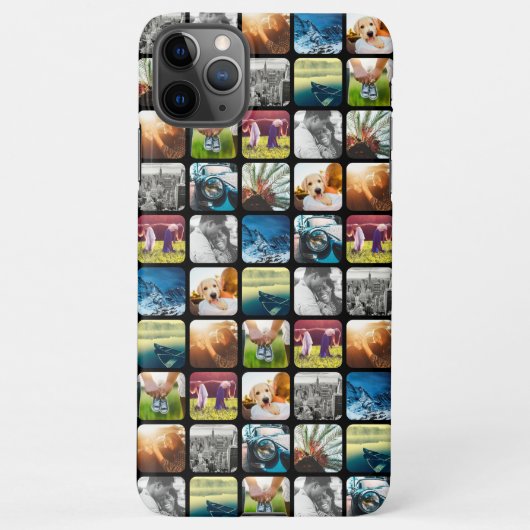 10 Square Photo Grid Sjabloon Rond zwart Lijst iPhone Hoesje (Achterkant)