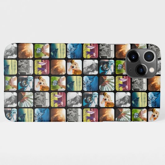 10 Square Photo Grid Sjabloon Rond zwart Lijst iPhone Hoesje (Achterkant horizontaal)