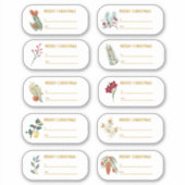 10 st Bloemen & Goud Kerstcadeau Label Sticker (Voorkant)