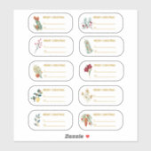 10 st Bloemen & Goud Kerstcadeau Label Sticker (Vel)