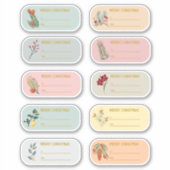 10 st Bloemen & Goud Kerstcadeau Label Sticker (Voorkant)