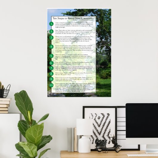 10 stappen om uw creativiteit te verhogen poster (Thuiskantoor)