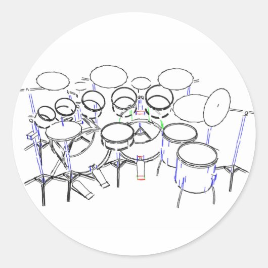 10-stukdrumkit: markeringstekening: ronde sticker (Voorkant)