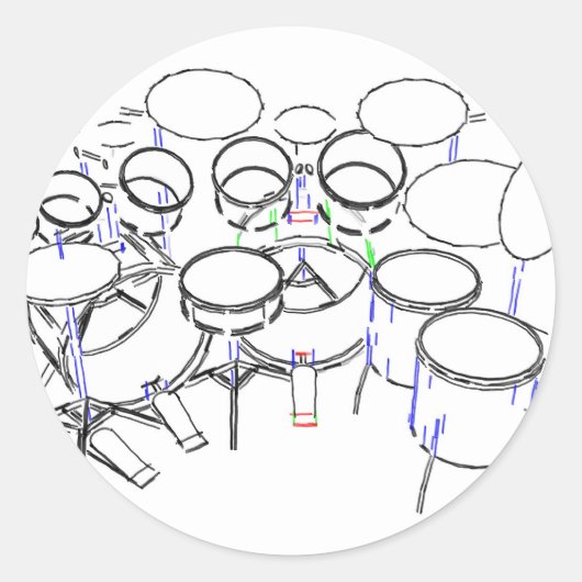 10-stukdrumkit: markeringstekening: ronde sticker (Voorkant)