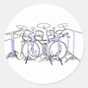 10-stukdrumkit: Teller tekenen: Ronde Sticker