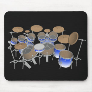 10-stuks trommelkit: Blauwe gradiënt: Drums Mouse Muismat
