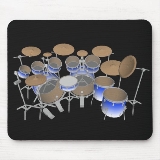10-stuks trommelkit: Blauwe gradiënt: Drums Mousep Muismat (Voorkant)