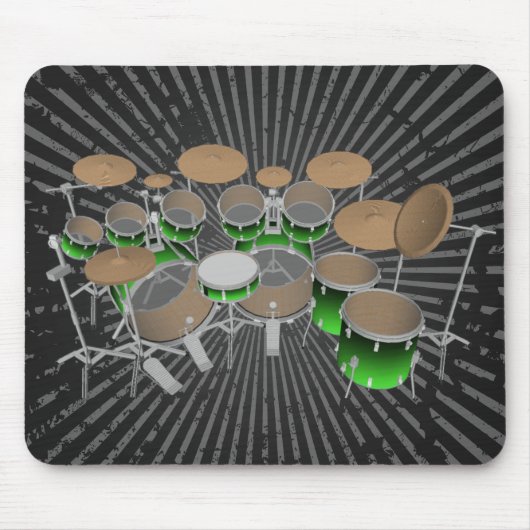 10-stuks trommelkit: Groene gradiënt: Drums Mousep Muismat (Voorkant)
