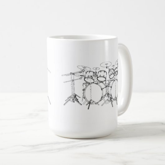 10-stuks trommelkit: Zwart-wittekening: Koffiemok (Voorkant rechts)