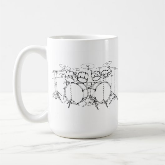 10-stuks trommelkit: Zwart-wittekening: Koffiemok (Links)