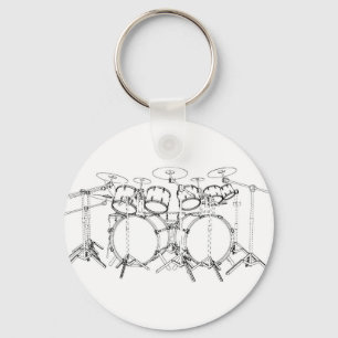 10-stuks trommelkit: Zwart-wittekening: Sleutelhanger