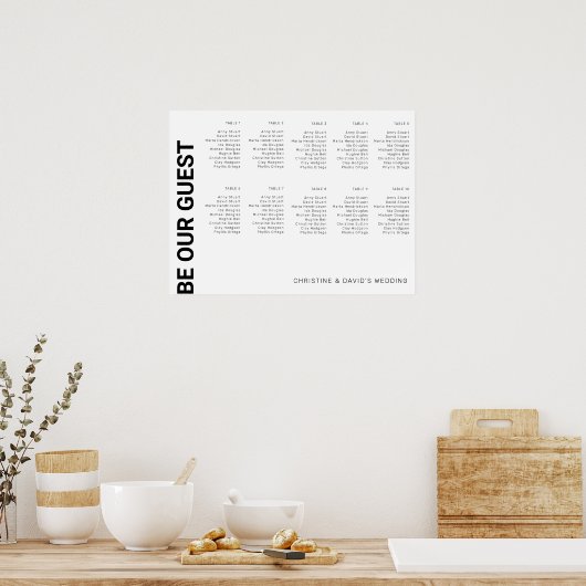 10-tabel Eenvoudig witte bruiloft-zitje Poster (Keuken)