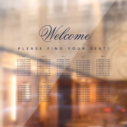 10 Tabel marineblauw, transparant zitvlak Raamsticker (Vel 2)