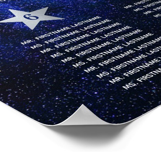 10 Tabelsterren Sky Celestial Wedding Seating Char Poster (Hoek)