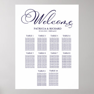 10 Tables Wedding Seating Chart Board Simple Poster