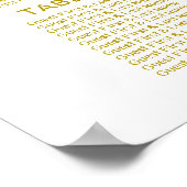 10 Tables Wedding Seating Chart Gold Calligrafie Poster (Hoek)