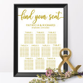 10 Tables Wedding Seating Chart Gold Calligrafie Poster