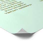 10 Tafel-bruiloft - Zittingskaart Mint Green & Gol Poster (Hoek)