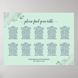 10 Tafel-bruiloft-zittingskaart Mint Green & Navy Poster