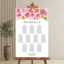 10 Tafel Elegant Pink Floral Wedding Seating Chart
