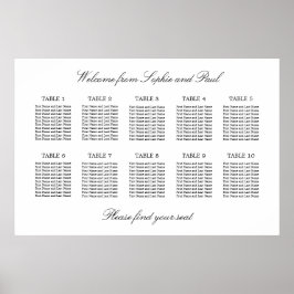 10 Tafel Elegante Minimalistische Zitplaatskaart Poster
