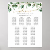 10 Tafel Eucalyptus Greenery Wedding Seating Chart Poster (Voorkant)