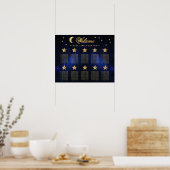 10 tafel Hemels Huwelijk Blauw Gouden zitplaatskaa Poster (Keuken)