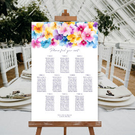 10 Tafel Kleurrijke Bloemige Trouw Zittijd Grafiek Poster