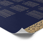 10 Tafel marineblauw bruiloft Roos Gold Poster (Hoek)