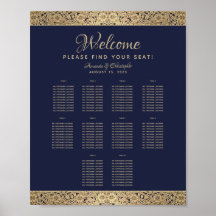 10 Tafel Navy Blauwe Trouwstoelindeling Gouden Roo