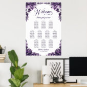 10 Tafel Paarse Bloem Bruiloftstoelindeling Poster (Thuiskantoor)