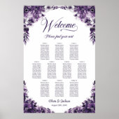 10 Tafel Paarse Bloem Bruiloftstoelindeling Poster (Voorkant)