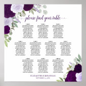 10 tafel Paarse Rozen chique bruiloft zitgrafiek Poster (Voorkant)
