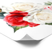10 Tafel Rood Wit Rose Bloemen Zitting Grafiek Poster (Hoek)