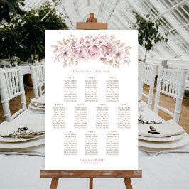 10 Tafel Roze Bloem Bruiloft Zitplaats Chart Poster