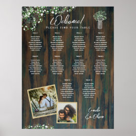 10 Tafel Rustisch Hout Gypsophila FOTO-Zittingssch Poster