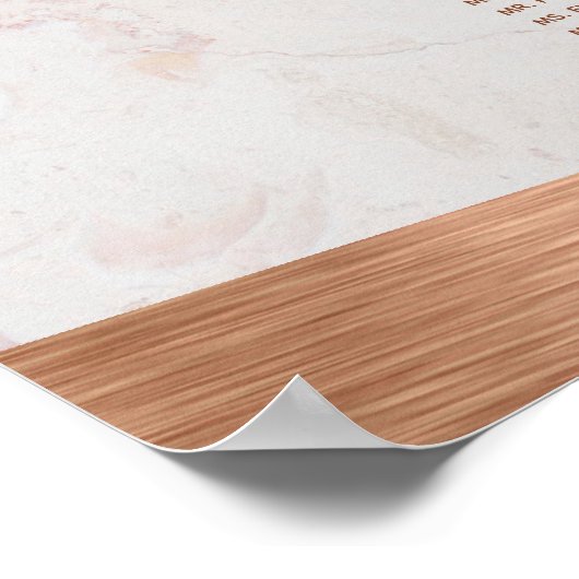 10 Tafel-weddenschapskaart Faux Copper Marble Poster (Hoek)