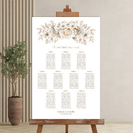 10 Tafel Wit Bloemen Bruiloft Zitkaarten Poster