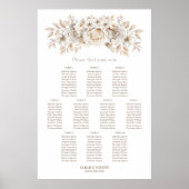 10 Tafel Witte Bloem Bruiloftstoelindeling Poster (Voorkant)