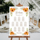 10 Tafel Zonnebloem Roos Trouwstoelkaart Poster