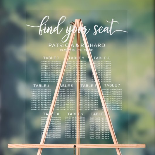 10 Tafels Bruiloft Zittinggrafiek Acryl Bord (Neutraal)