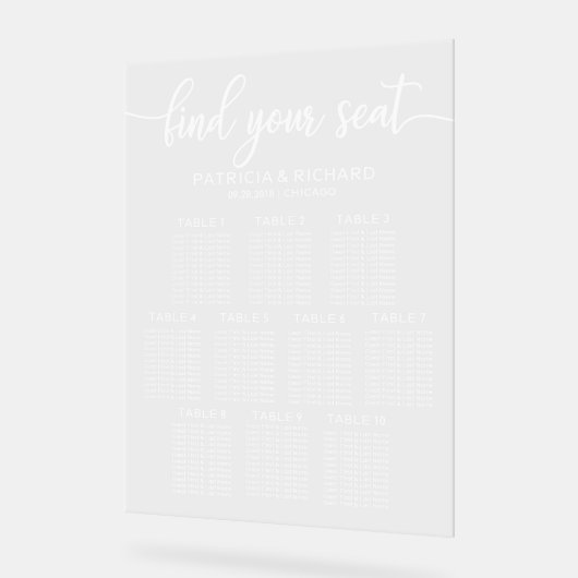 10 Tafels Bruiloft Zittinggrafiek Acryl Bord (Hoek)