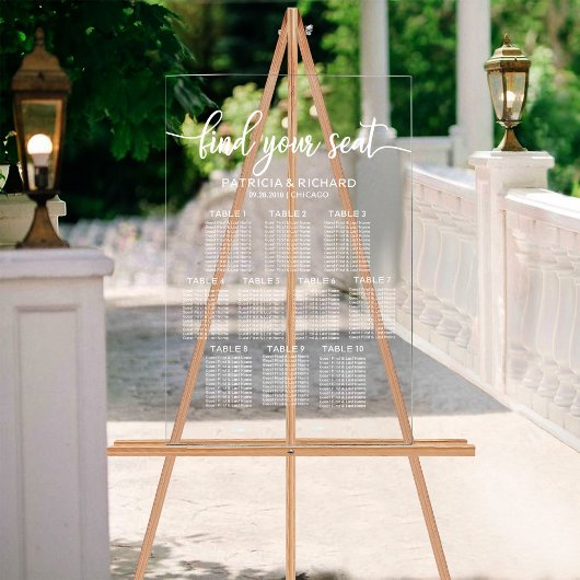 10 Tafels Huwelijksstoelindeling Grafiek Acryl Bord