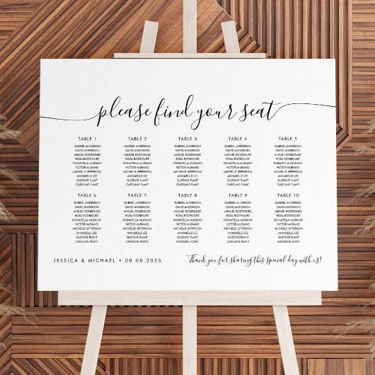 10 Tafels Modern Vind Uw Plaats Zitplaats Chart Poster