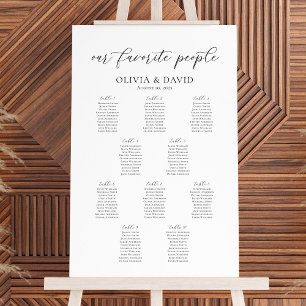10 Tafels Stoelenkaart onze favoriete mensen Poster