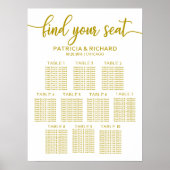 10 Tafels Trouw Stoelenplattegrond Gouden Calligra Poster (Voorkant)